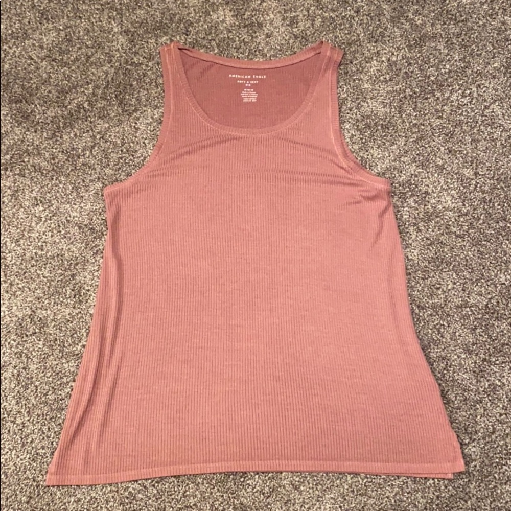 Pink Ribbed American Eagle Tank